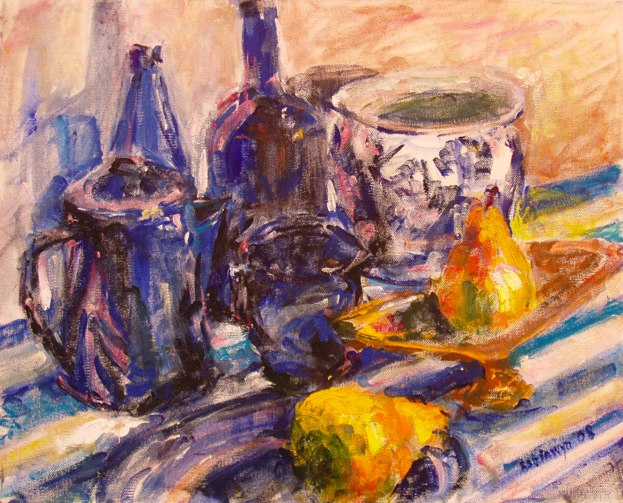 Blue Still Life with Pears